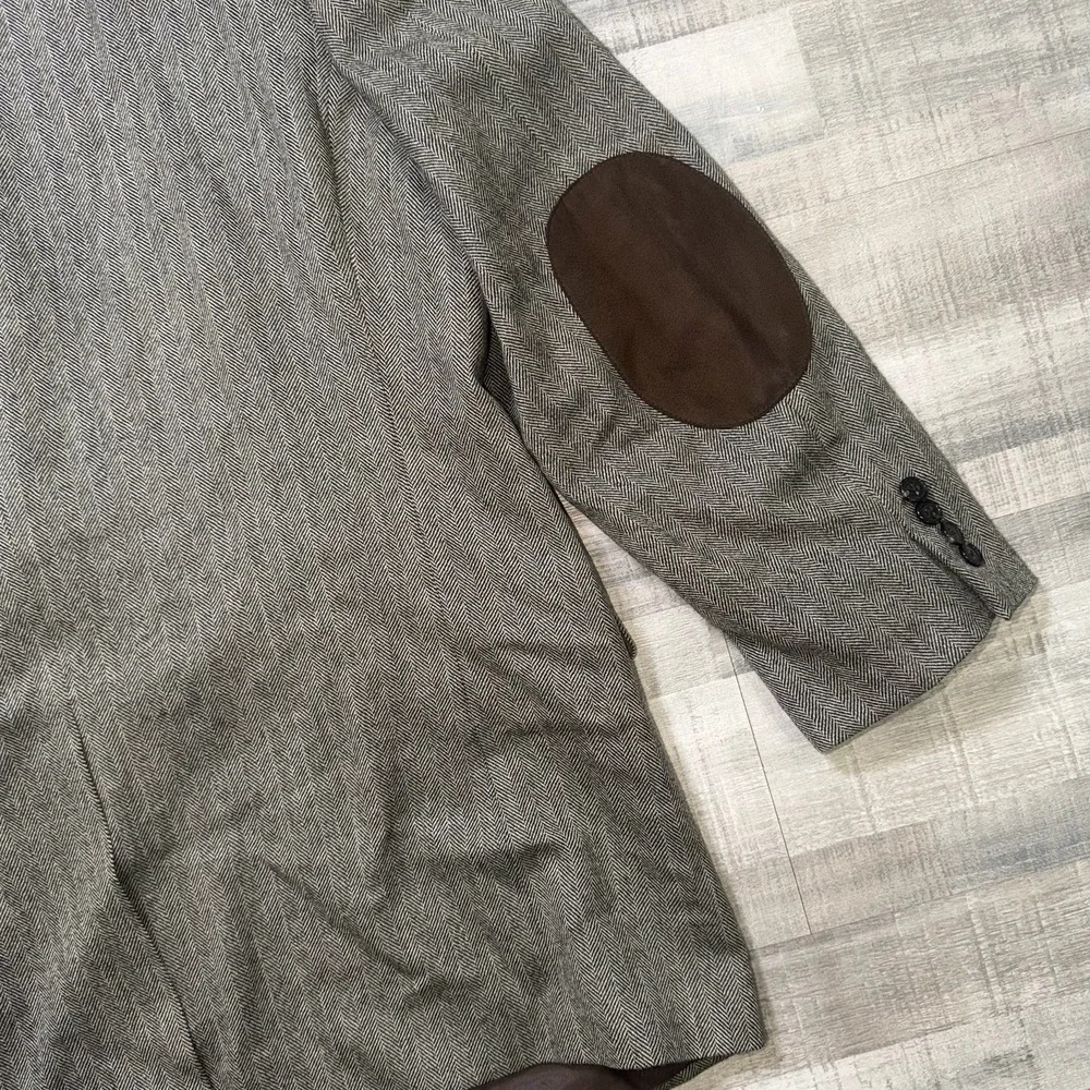 Ralph Lauren Men Blazer 46 Large Gray Wool 2 Button Sport Coat Elbow Patches